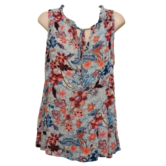 Knox Rose Floral Rayon Sleeveless Top Sz L - Picture 1 of 5